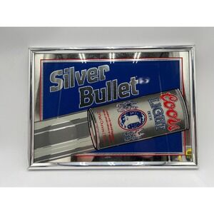 Vintage 1993 Coors Light Silver Bullet Bar Mirror Signs & Glassworks 18x12 Blue